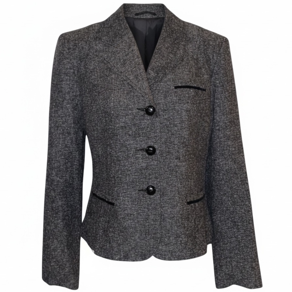 George Charcoal Textured Three-Button Blazer